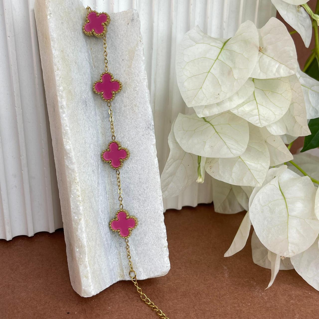 Bracelet trèfle chic – Doré & coloré