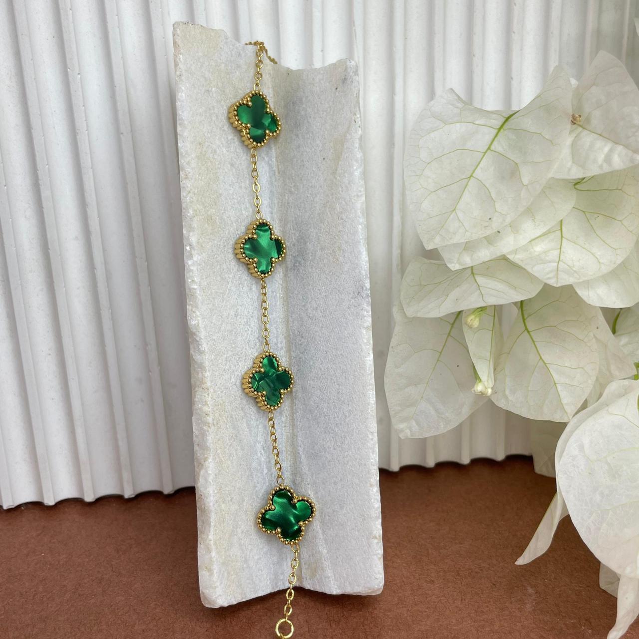 Bracelet trèfle chic – Doré & coloré